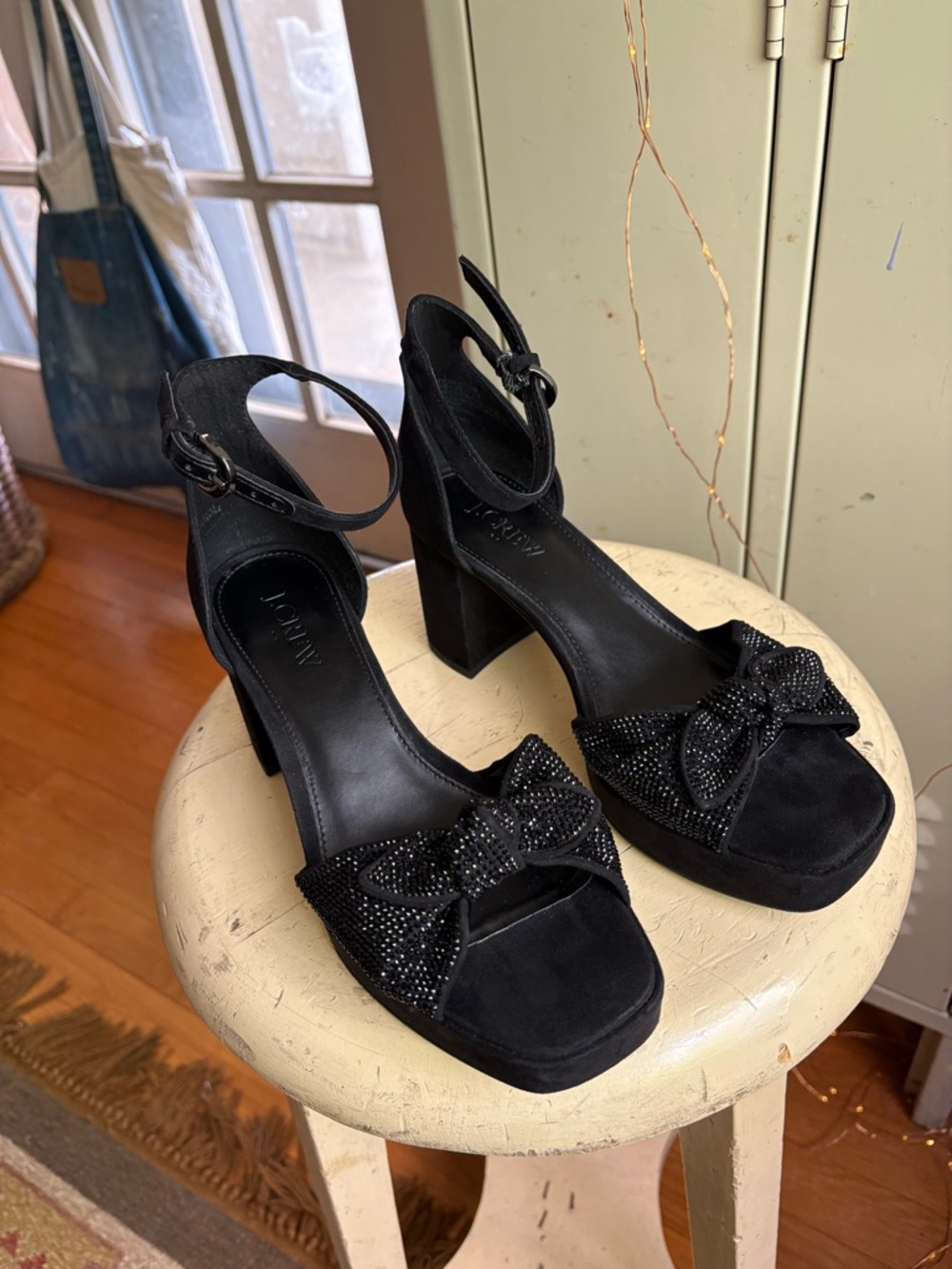J.Crew Rhinestone Bow Platform  Heels - Picture 6 of 16